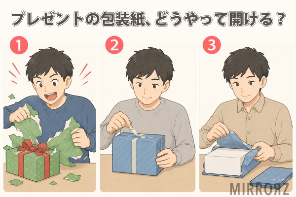 プレゼントの包装紙、どうやって開ける？